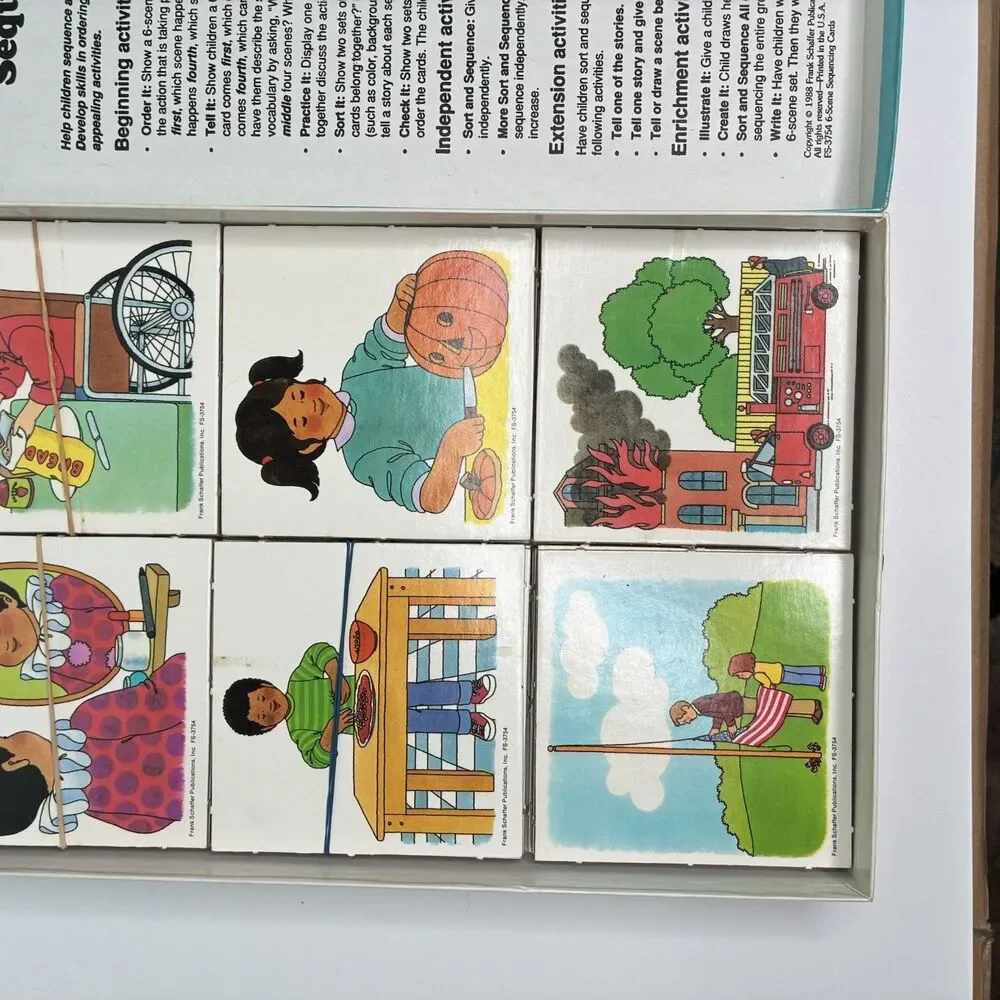 Vintage 1988 Frank Schaffer 6-Scene Sequencing Cards Homeschool Early Edition